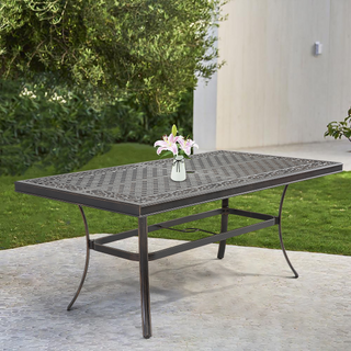 Antique Bronze Cast Aluminum Patio Dining Table with Umbrella Hole