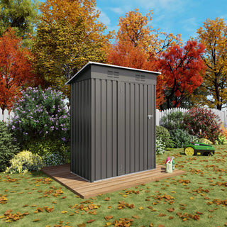 5 x 3 FT Metal Outdoor Storage Shed, Compact Garden Tool Shed with Pitched Roof & Lockable Door for Backyard, Patio & Bike Storage