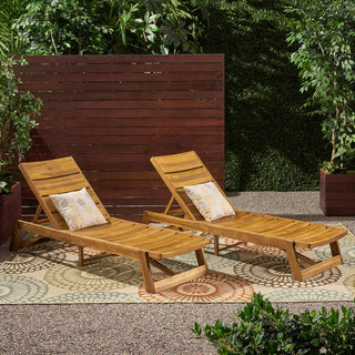 Outdoor Adjustable Lounge Chair With Acacia Wood Frame