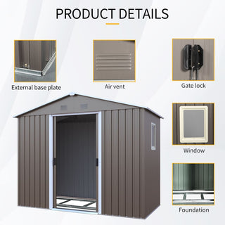 8X4 FT Outdoor Metal Storage Shed with Window and Metal Foundation for Backyard, Patio, Lawn