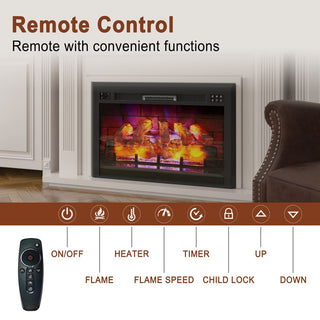 28 Inch Recessed Electric Fireplace Heater – 5120 BTU Built-in Wall Insert