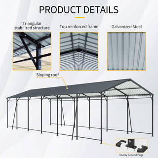 Mondawe Heavy-Duty Galvanized Steel Carport — Large Outdoor Garage for Cars, Trucks, Boats & Tractors