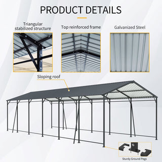 Mondawe Heavy-Duty Galvanized Steel Carport — Large Outdoor Garage for Cars, Trucks, Boats & Tractors