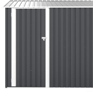 Outdoor Storage Shed 9×11 FT with 3 Lockable Doors,Utility Tool Shed Metal Storage Garden Sheds 4 Vents,Metal Sheds with Galvanized Steel Frame,for Backyard,Patio,Lawn,Grey