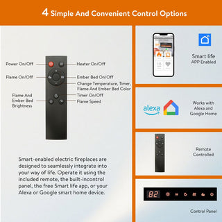 60 Inch White Fireplace TV Stand for TVs up to 70", Media Console with 50" Smart Electric Fireplace for Living Room