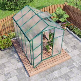 Walk-In Polycarbonate Greenhouse with Raised Base & Anchor Kit – Heavy-Duty Aluminum Greenhouse for Outdoor Backyard, All Seasons