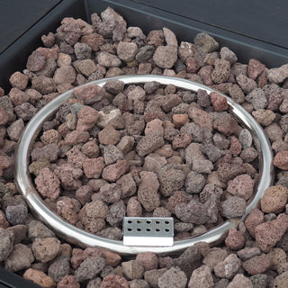 33" Outdoor Iron Square Propane Fire Pit, Tank Inside, Dark Gray - 50,000 BTU