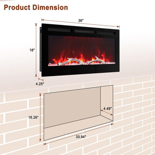 36/42/60/72 Inch 4780 BTU Recessed/Wall-mounted Electric Fireplace