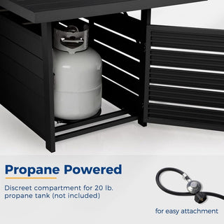 54.3 Inches Outdoor Patio White/Dark Grey/Black Aluminum Fire Pit Table, 50000 BTU CSA Certified Propane Gas Fire Pit, Rectangular Fire Table w/Stainless Burner, Lava Rock, Waterproof Cover