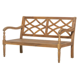 2-Piece Outdoor Acacia Wood Sofa Seating Group with Cushions – Natural & Beige