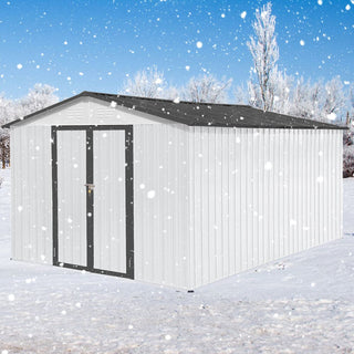 Mondawe 12ft x 10ft Metal Garden Storage Shed, Outdoor Tool Storage House with Double Doors and Air Vents