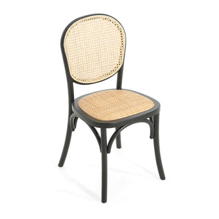 Elegant Vintage Rattan Dining Chairs With Solid Birch Wood Frame (Set Of 2)