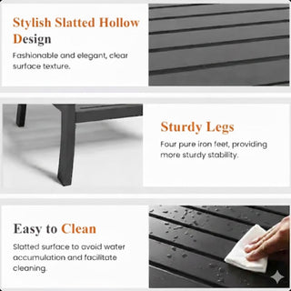 19" Square Black/Brown Metal Outdoor Side Table, 2-Tier All-Weather Patio End Table