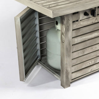 54" Propane Gas Fire Pit Table, 50000 BTU Rectangular Steel Fire Pit with Imitation Wood Grain Finish for Outside Patio Deck Garden Courtyard-Light Beige