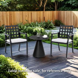 Modern Classic 2-Piece Cast Aluminum Outdoor Patio Chairs with Sunbrella Cushions – Textured Charcoal Black Finish