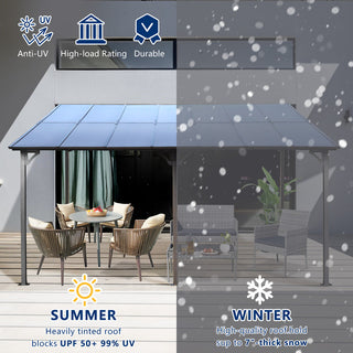 Outdoor Pergola Gazebo,Wall-Mounted Lean to Metal Awning Gazebo with Roof,Large Heavy Duty for Patio,Decks,Backyard