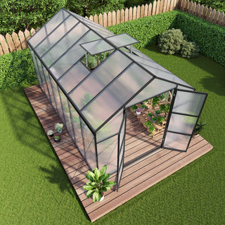 New-Design Walk-In Polycarbonate Greenhouse with Heavy-Duty Aluminum Frame – All-Season Garden & Backyard Greenhouse