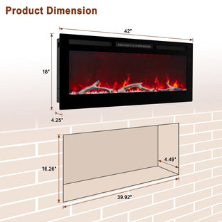 36/42/60/72 Inch 4780 BTU Recessed/Wall-mounted Electric Fireplace