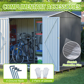 8x12 FT Heavy-Duty Metal Outdoor Storage Shed with Window & 4 Air Vents for Backyard and Garden