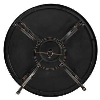 48-Inch Antique Bronze Round Tile-Top Patio Dining Table with Umbrella Hole