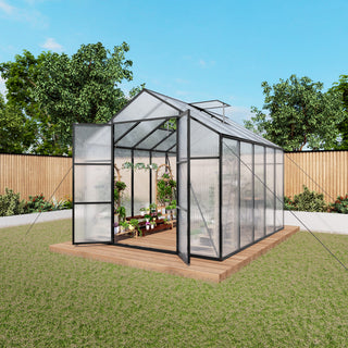 New-Design Walk-In Polycarbonate Greenhouse with Heavy-Duty Aluminum Frame – All-Season Garden & Backyard Greenhouse