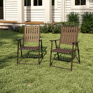 2-Piece Outdoor Folding Chairs Set, No Assembly Required, 350 lbs Capacity, Rust-Resistant Metal Frame & Stain-Proof Fabric