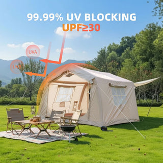 8m² Inflatable Camping Tent with Hand Pump, 4-Season Waterproof Oxford Air Glamping Tent for 4-8 Persons