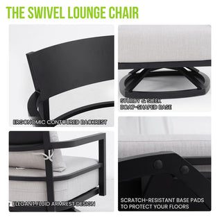 Modern Outdoor Swivel Lounge Chair – Fully Welded Aluminum Frame with 360° Rotation & Sunbrella® Cushion