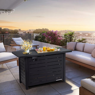42 Inch 60,000 BTU Rectangular Propane Fire Pit Table with Waterproof Cover