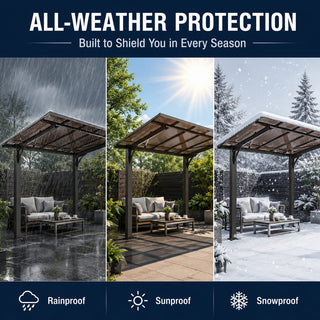8x5 FT Galvanized Steel Carport with Sloped PC Roof, Multi-Use Outdoor Shelter for Patio, Grill & Garden