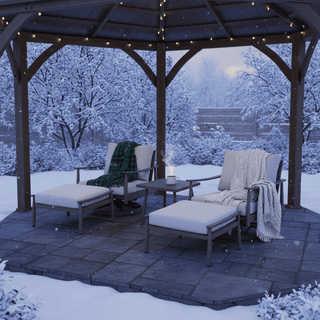 5-Piece Aluminum Outdoor Patio Conversation Set with Swivel Chairs, Ottomans & Side Table for Backyard & Poolside