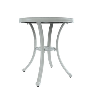 24" Round Cast Aluminum Outdoor Bistro Table with Ceramic Tile Top in Antique Bronze/White, Standard Height for Patio & Garden