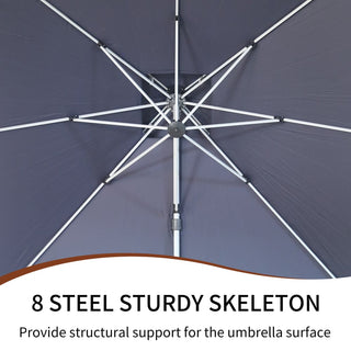 10 Ft Square Aluminum 360° Cantilever Patio Umbrella with Cover – Outdoor Yard Market Shade