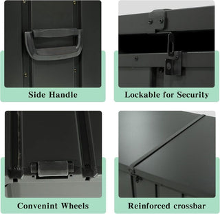 200 Gallon Metal Deck Box, Waterproof Outdoor Storage Box with Lockable Lid