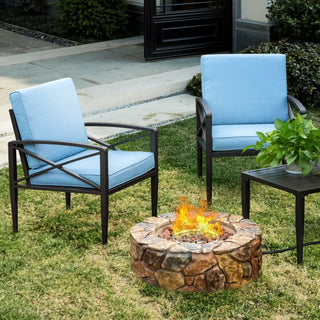 40,000 BTU Stone Gas Fire Stove Pit for Outdoor Patio Garden Backyard