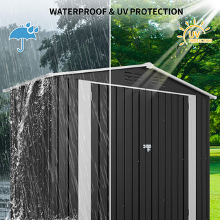 8 x 4 FT Outdoor Metal Storage Shed, Lockable Steel Garden Shed with Latch, Weather-Resistant Utility Shed for Backyard, Patio & Lawn, Black