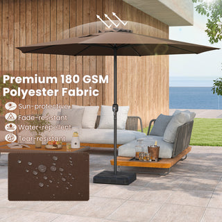 12 FT Patio Umbrella with Crank Handle & 8 Sturdy Ribs – Durable Outdoor Market Umbrella for Patio, Garden & Backyard