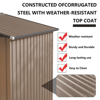 8 x 6 FT Galvanized Steel Garden Storage Shed with Apex Roof, Outdoor Metal Tool House for Patio, Backyard & Lawn Equipment Storage