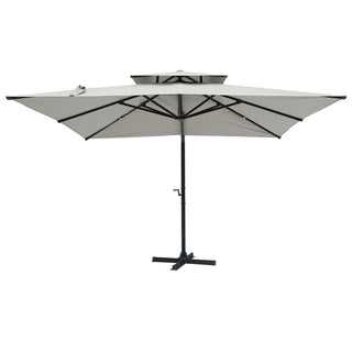 10FT Aluminum Cantilever Patio Umbrella with Removable LED Light Strips for Outdoor Shade