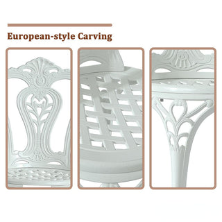 Mondawe 2-Piece Antique Bronze/White Cast Aluminum Stackable Outdoor Dining Chairs with Vintage European-Style Pattern for Patio & Garden