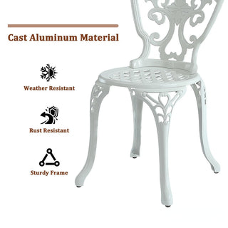 2-Piece Antique Bronze/White Cast Aluminum Stackable Outdoor Dining Chairs with Elegant European-Style Design for Patio & Garden