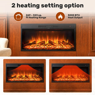 36-Inch Recessed Linear Electric Fireplace, ETL Certified, 750W/1500W Heat, LED Flame, Remote & Timer
