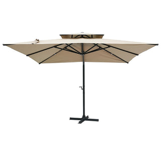 10FT Aluminum Cantilever Patio Umbrella with Removable LED Light Strips for Outdoor Shade