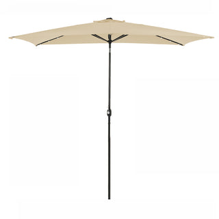 10Ft Outdoor Rectangular Umbrella with 26 Solar-Powered LED Lights, Crank and Tilt