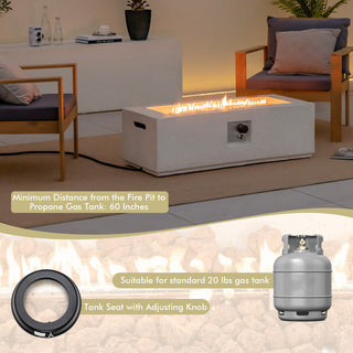 42 Inch 50,000 BTU Rectangle Terrazzo Fire Pit Table with PVC Cover