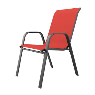 6-Piece Outdoor Patio Dining Chairs Set, Ergonomic Wide Seats, Waterproof Teslin Fabric & Rust-Resistant Metal Frame, 350 lbs Capacity