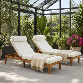 Outdoor Wood Chaise Lounge Chair, Adjustable Patio Recliner with Multi-Position Backrest, Sun Lounger for Poolside, Deck & Garden