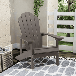 Brown Composite Adirondack Chair with Slat Seat for Patio, Lawn & Fire Pit