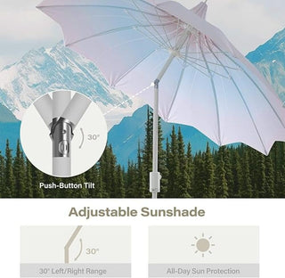 9FT Outdoor Gazebo Style Patio Umbrella With Lighting Function, Petal-Shaped Canopy, 360-Degree Rotation, And Tilt Adjustment