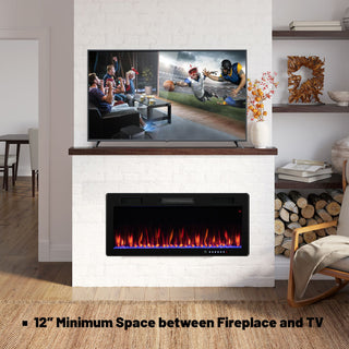 Electric Fireplace 40/50/60 Inches Recessed and Wall Mounted for 2 x 6 Ft Stud